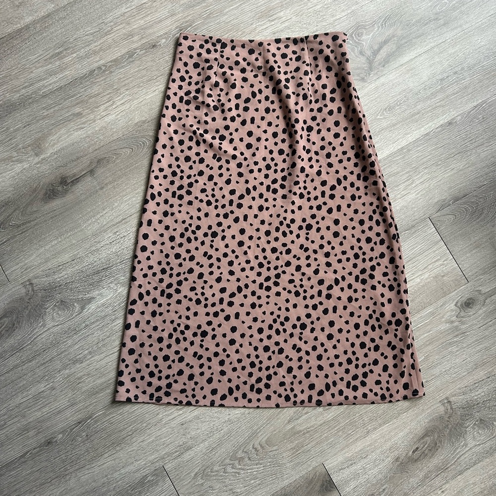 Nasty Gal Midi Skirt with Black Spot Cheetah Print